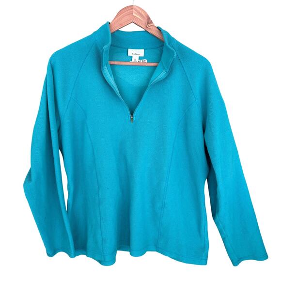 LL Bean Womens Zip Fitness Fleece Jacket XL Teal Blue L.L. Bean Pullover Quarter - Picture 1 of 5